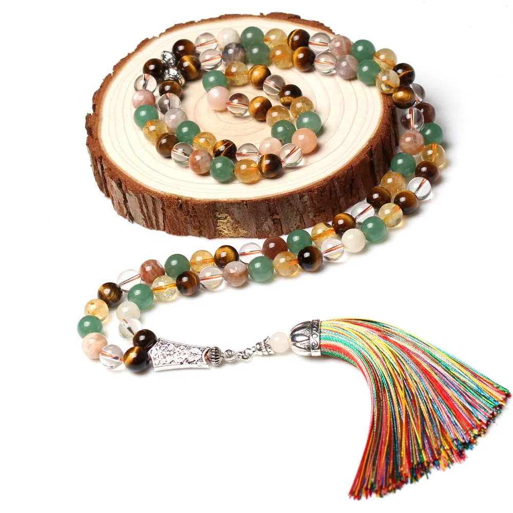 Handmade muslim prayer beads tiger eye stone/crystal/sun stone islamic rosary tasbih
