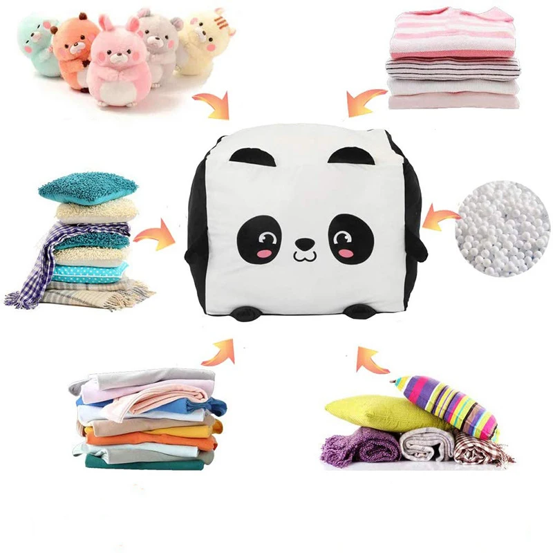 Nordic Kids Preschool Furniture Lazy Sofa Panda Design Beanbag Toy Storage