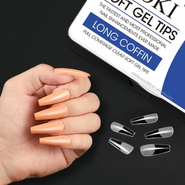 LONG Gel Nail Tips Coffin 504pcs Pre-buff Full Cover Ballerina Nail Tips No Crack No Trace For Nail Extensions