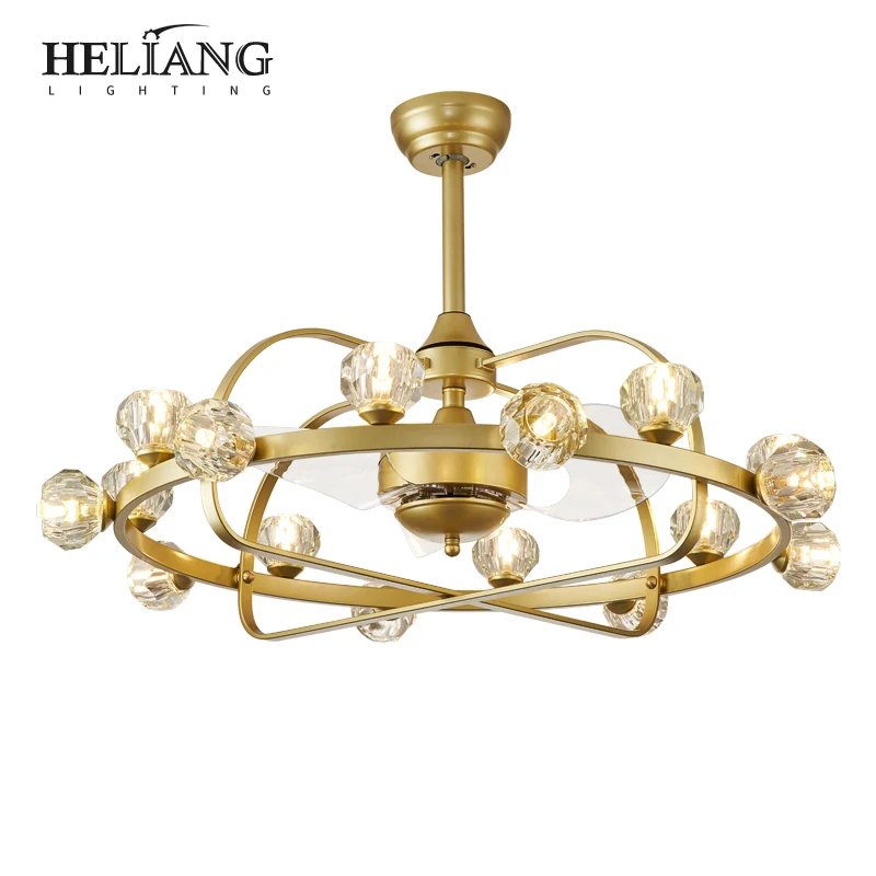 Вентилятор преобразования частоты лампа для гостиной Хрустальный вентилятор люстра простая современная столовая Скандинавская люстра потолочный вентилятор