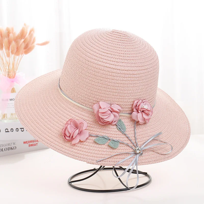 Wholesale ladies straw visor hat ladies bucket hat beach summer beach big floppy straw hats