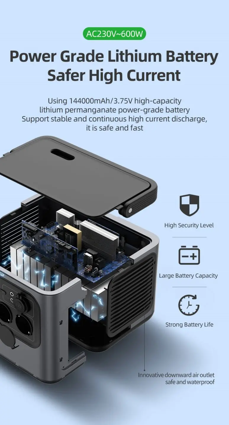 Micro hydro generator solar Custom outdoor party charging station energy storage system 600w potable power station