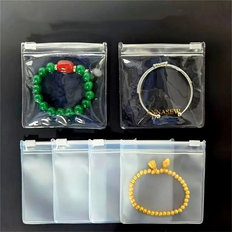 Zip Lock Custom Printed Logo Clear PVC Jewelry Frosted Plastic Bag with Slider Zipper EVA Mini Jewelry Bag With Logo