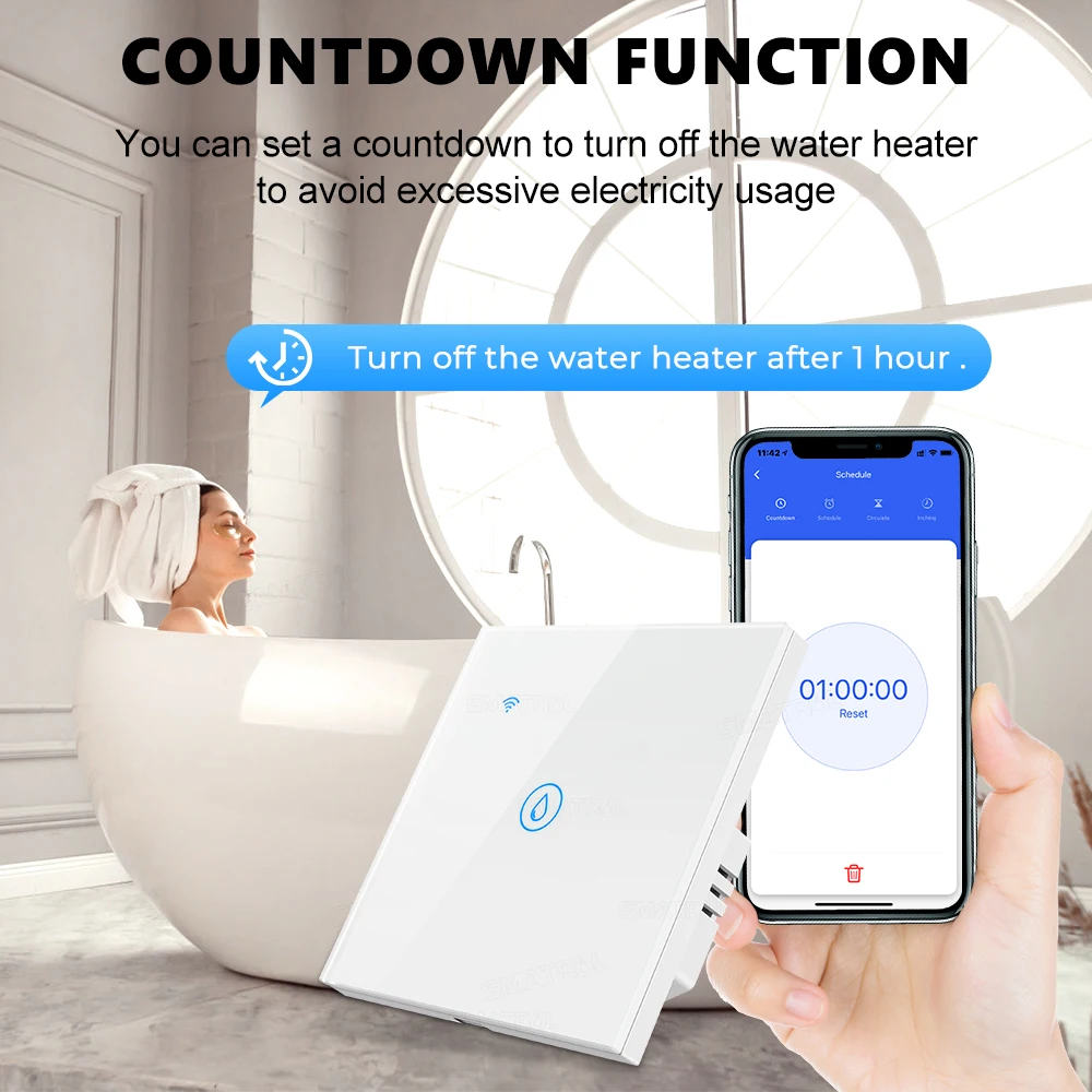 SMATRUL 40A Tuya Smart Wifi водонагреватель бойлер сенсорный выключатель кондиционер свет ЕС настенная электрическая приложение для Alexa Google