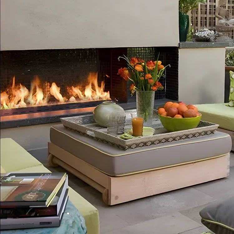 Wet-proof Led Flame Decor Outdoor Backyard Garden 1500MM Water Resistant Background Decoration Humidifier Electric Fireplace