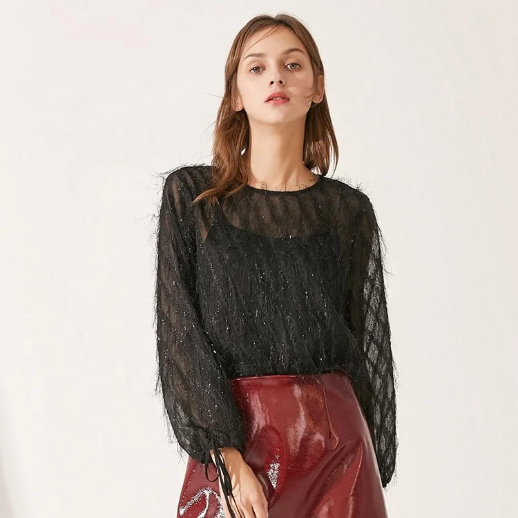 Новая женская мода повседневная одежда прозрачные шифоновые женские блузки