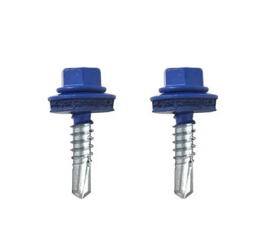 DIN7504K Self drilling screw manufacturer BLUE COLOR HEAD RAL Hex Washer Head Self-Drilling screws with EPDM Washer