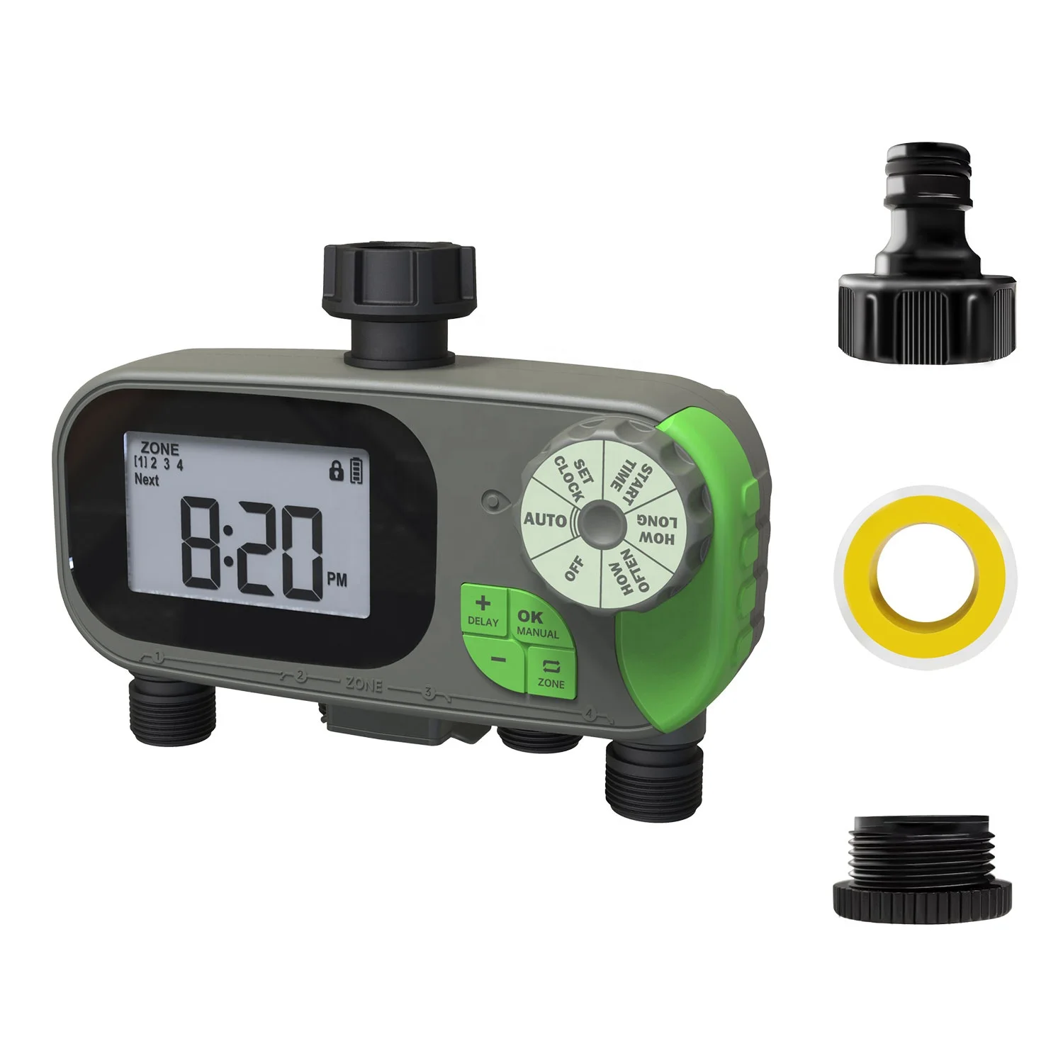 4-Zone Factory Battery Water Timer Irrigation Auto Outdoor Irrigation Digital Tap 24 Hours Water Timer