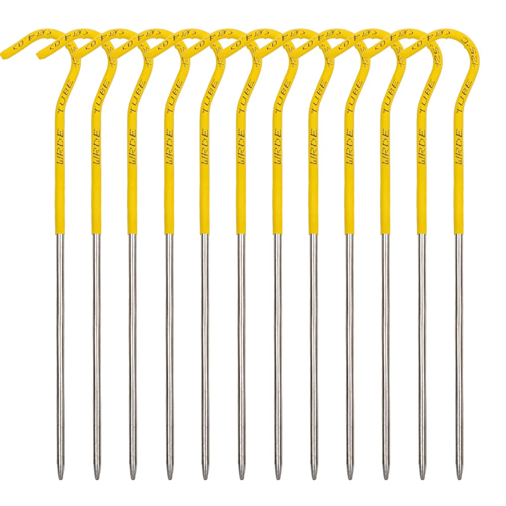 TiTo 3.0*165mm Ultralight Titanium Alloy Camping Tent Pegs With Hooks Garden Stakes Ground Nail Camping Guyline Awning Canopy