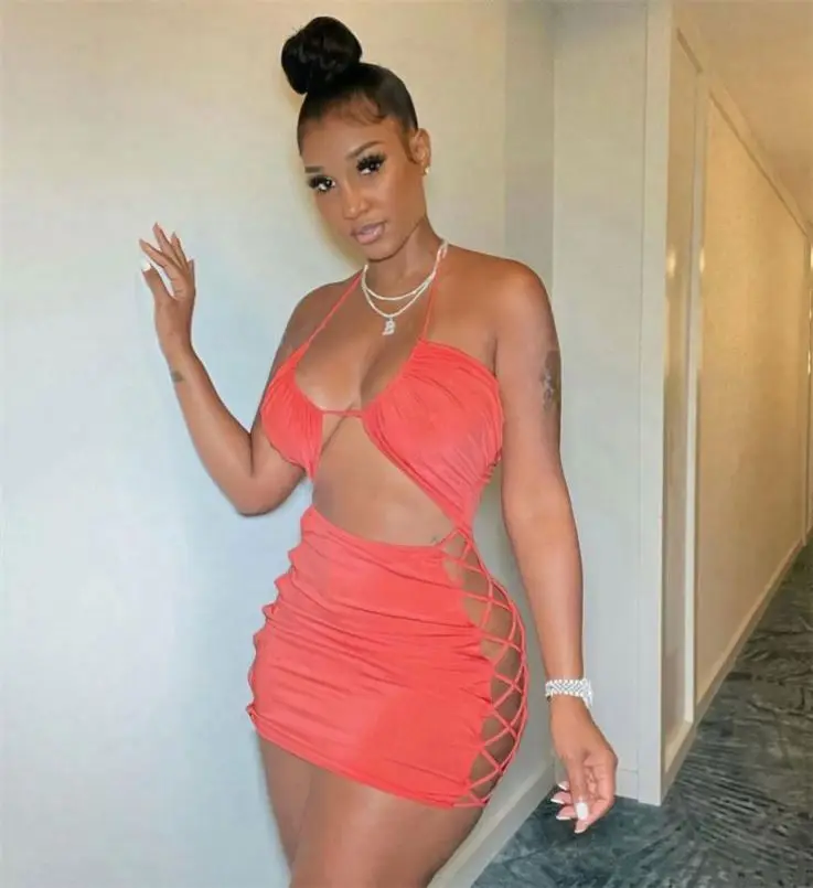 Latest Design New Arrivals Solid color Wrap top Bandage Bodycon Women Fashion Clothes Sexy Mini Dress