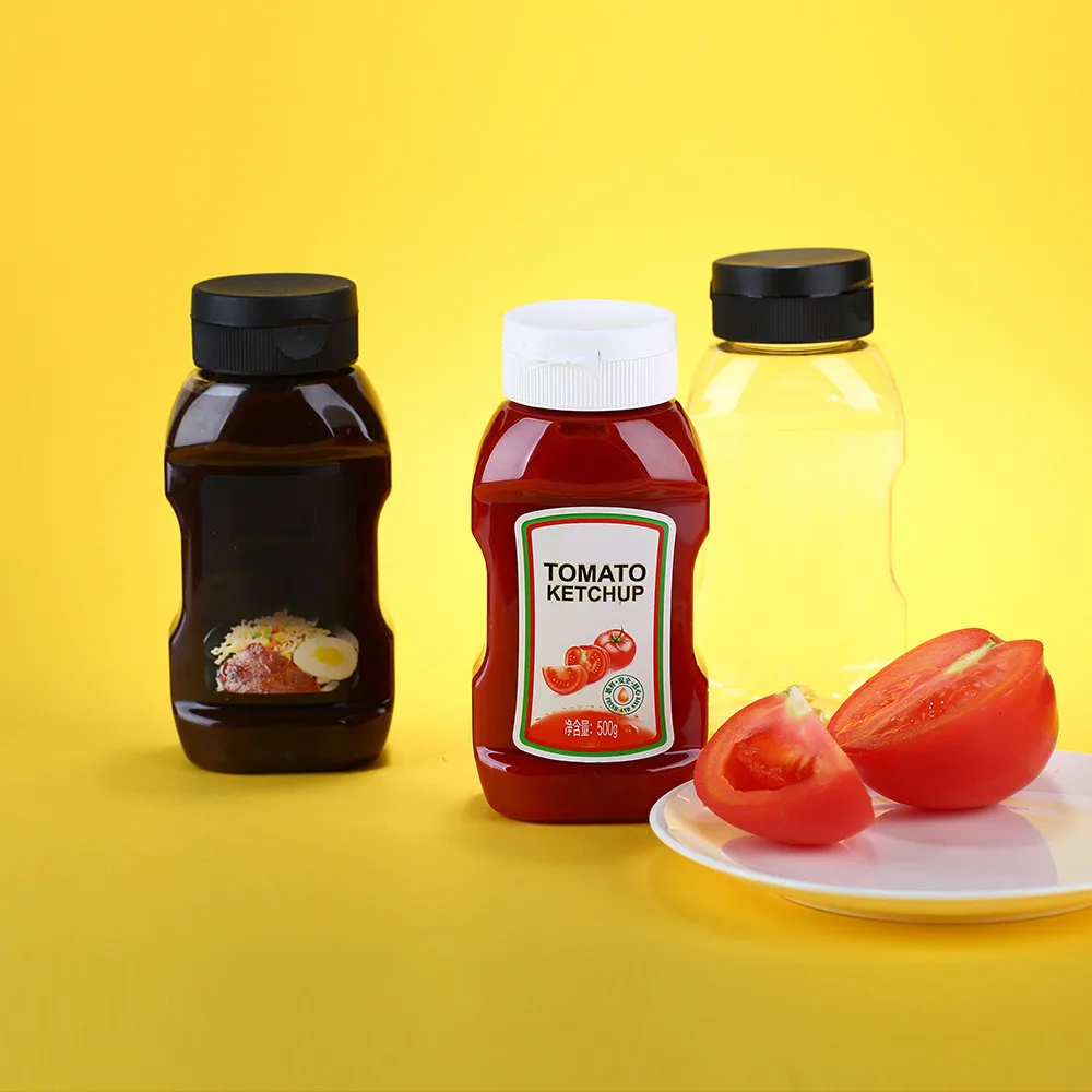 salad dressing bottles kitchen Empty shaker tomato ketchup bottle Flat plastic sushi squeeze jam bottle