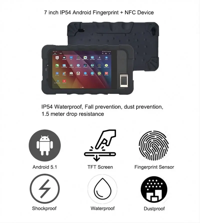 Free SDK HF- FP07 прочный IP54 Cordowa Мобильный GPS 3G Android планшет встроенный биометрический сканер отпечатков пальцев цена