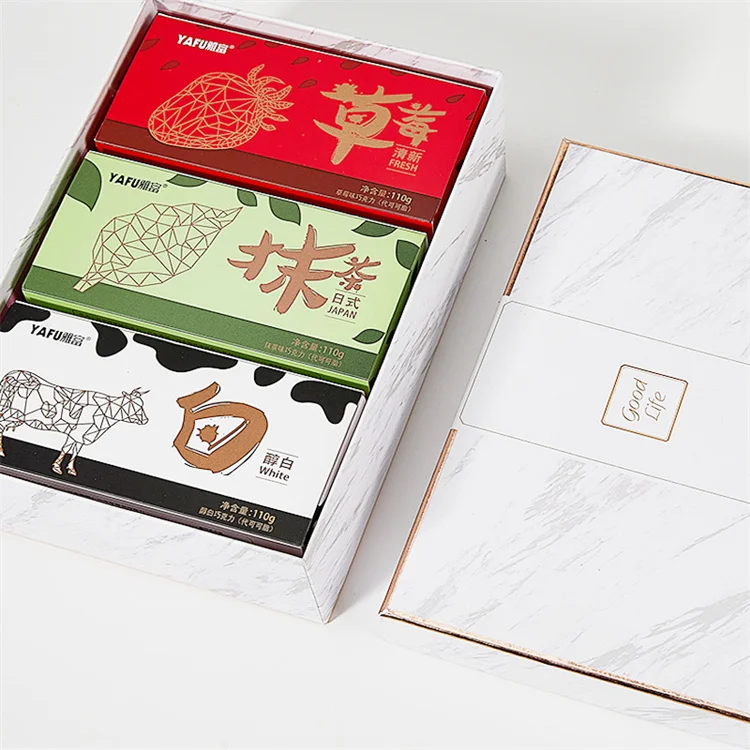 OEM/ODM 110g Delicious Leisure Snacks White Dark Matcha Strawberry 4 Flavor Candies Compound Chocolat Chocolate