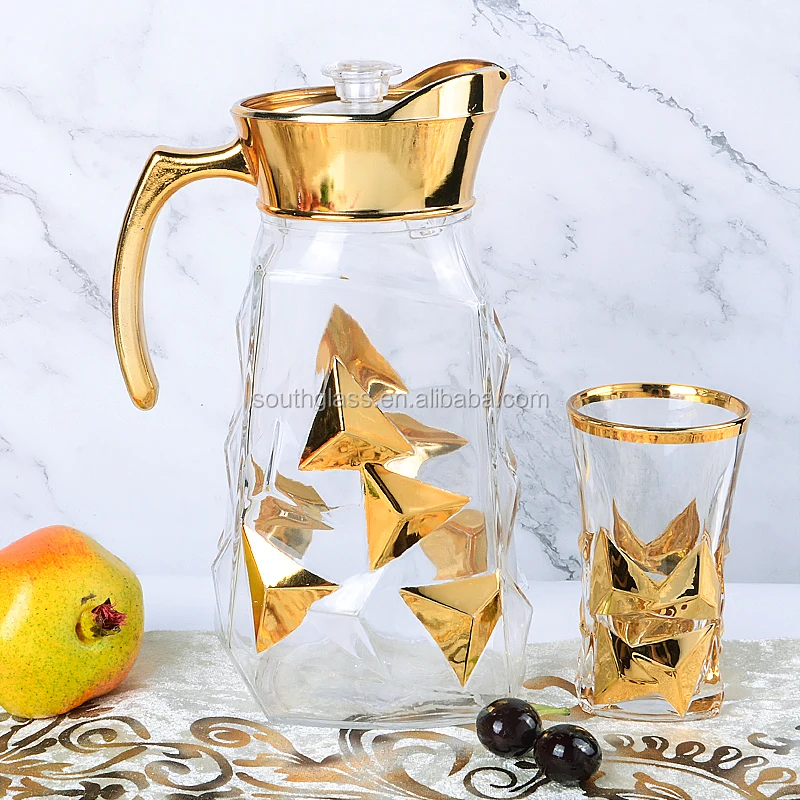 7 унций стакан + л кувшин лед дизайн золотой 7 шт. питьевых наборов, набор воды