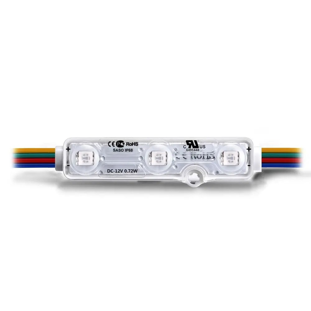 12V 5050 RGB led module with lens red green blue IP67 high brightness led injection modules