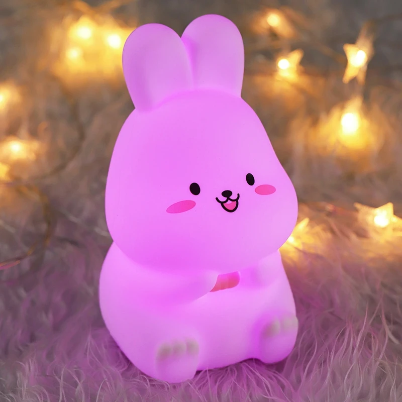 LED Silicone Baby Night Bunny Light Up Silicone Animal Lamp Rechargeable Touch Light Silicone Night Light