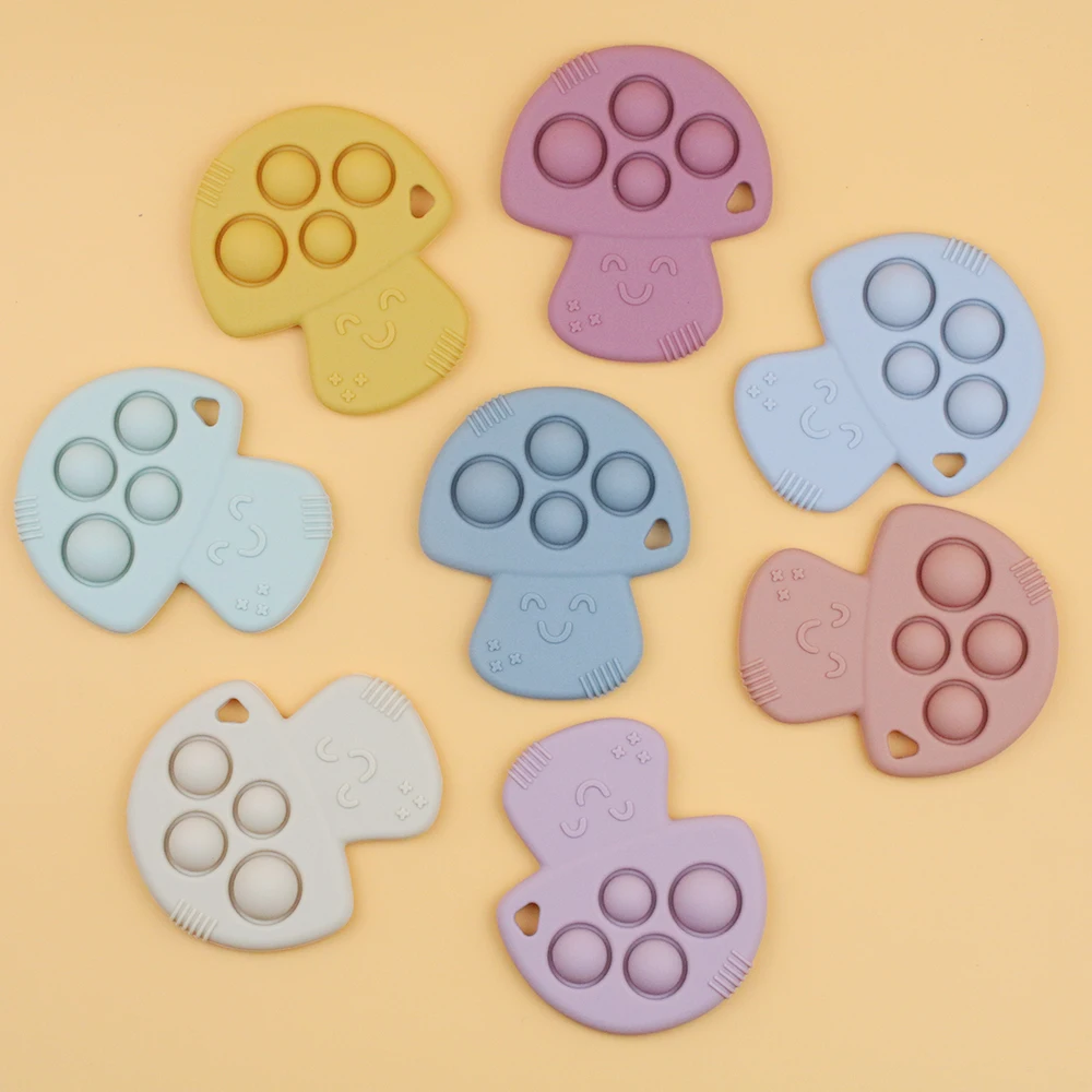 Custom Wholesale Manufacturer Silicone Lovely Kids Teething Toys Silicon Baby Pop Mushroom Teether Toys