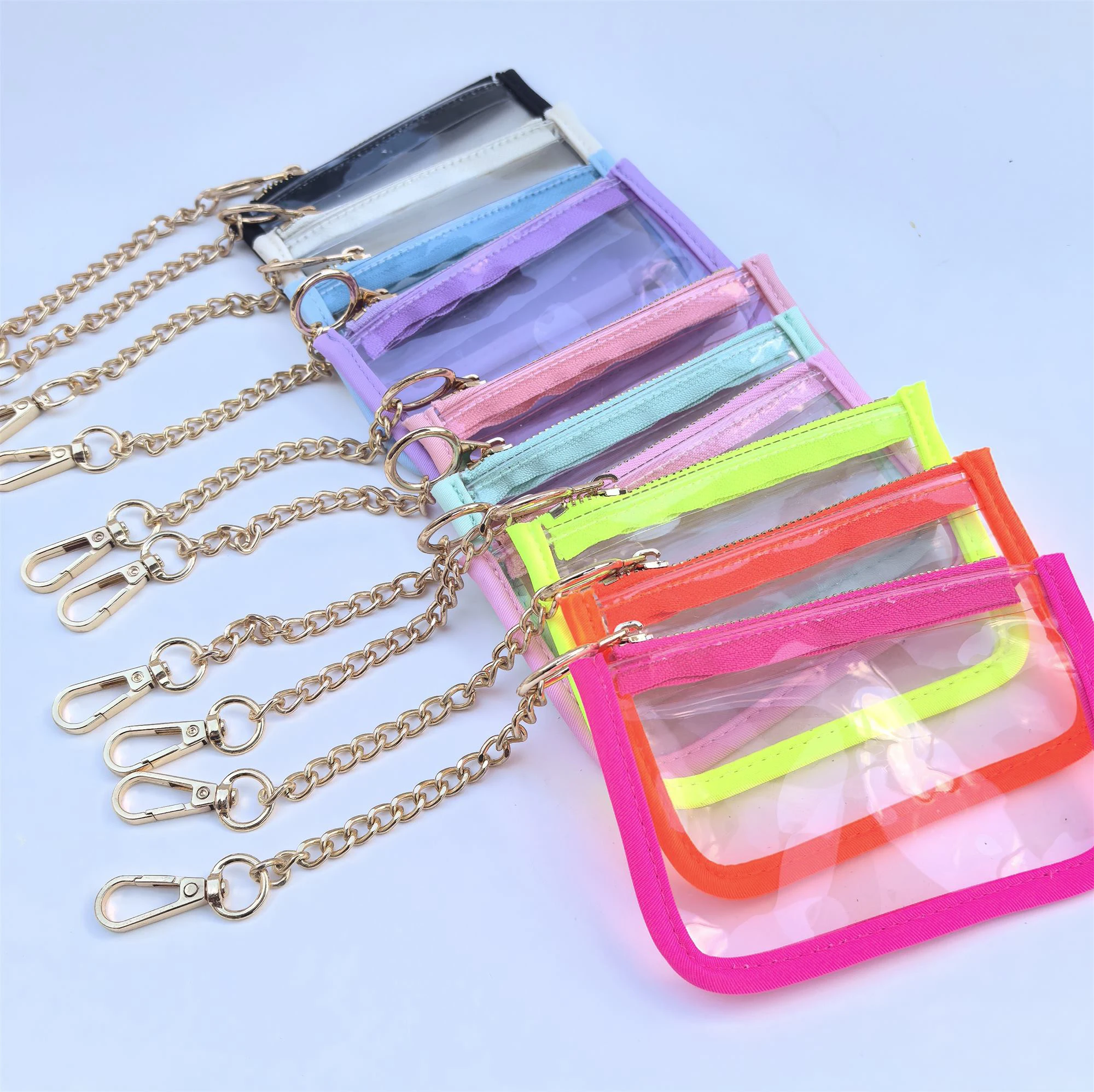 Keymay Popular Promotional Gifts Candy Color High Quality Waterproof Transparent Girls Clear Coin Purses Mini Wallet Keychain