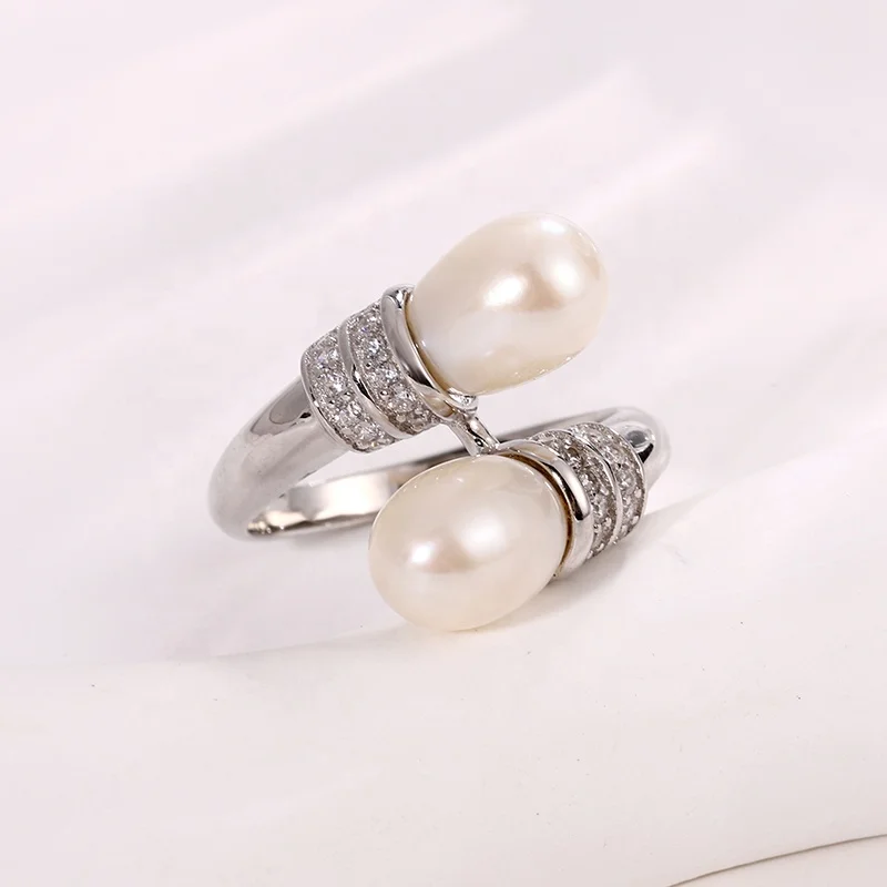 Kammy 7-7.5mm Designer Double Ball Luxury Jewelry Zircon Gold Plated Silver S925 Wedding And Engagement Rings For Women