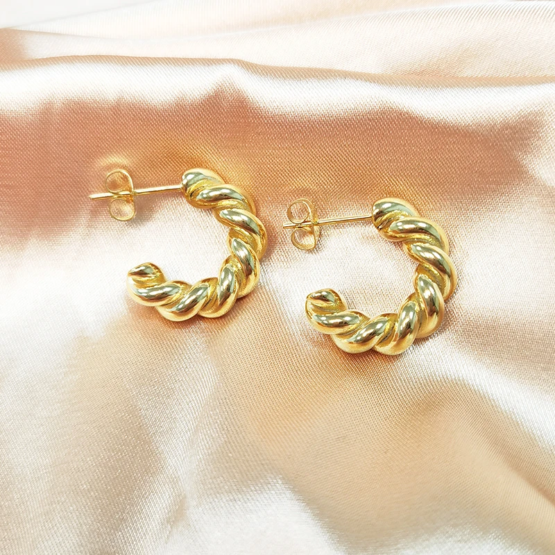 IVIAPRO Fashion Jewelry Gold Plated Cute Rope Chain Hoop Earrings Dainty Stainless Steel Earrings Wholesale