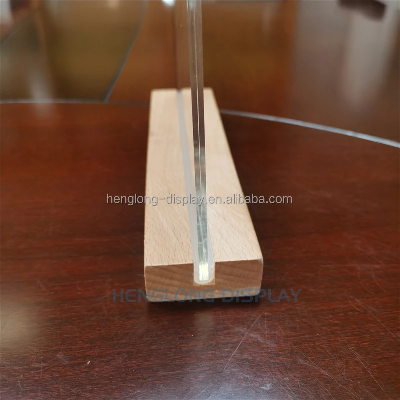 Wood Base 8.5x11 inch Horizontal and Vertical T Shape Double-Sided Desktop Acrylic Sign Holder