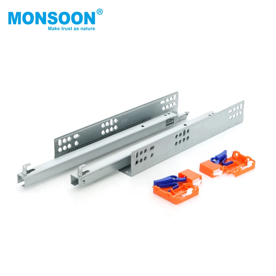 heavy duty 2-fold full extension soft close undermount drawer slides 10-22inch push to open hidden telescopic rails