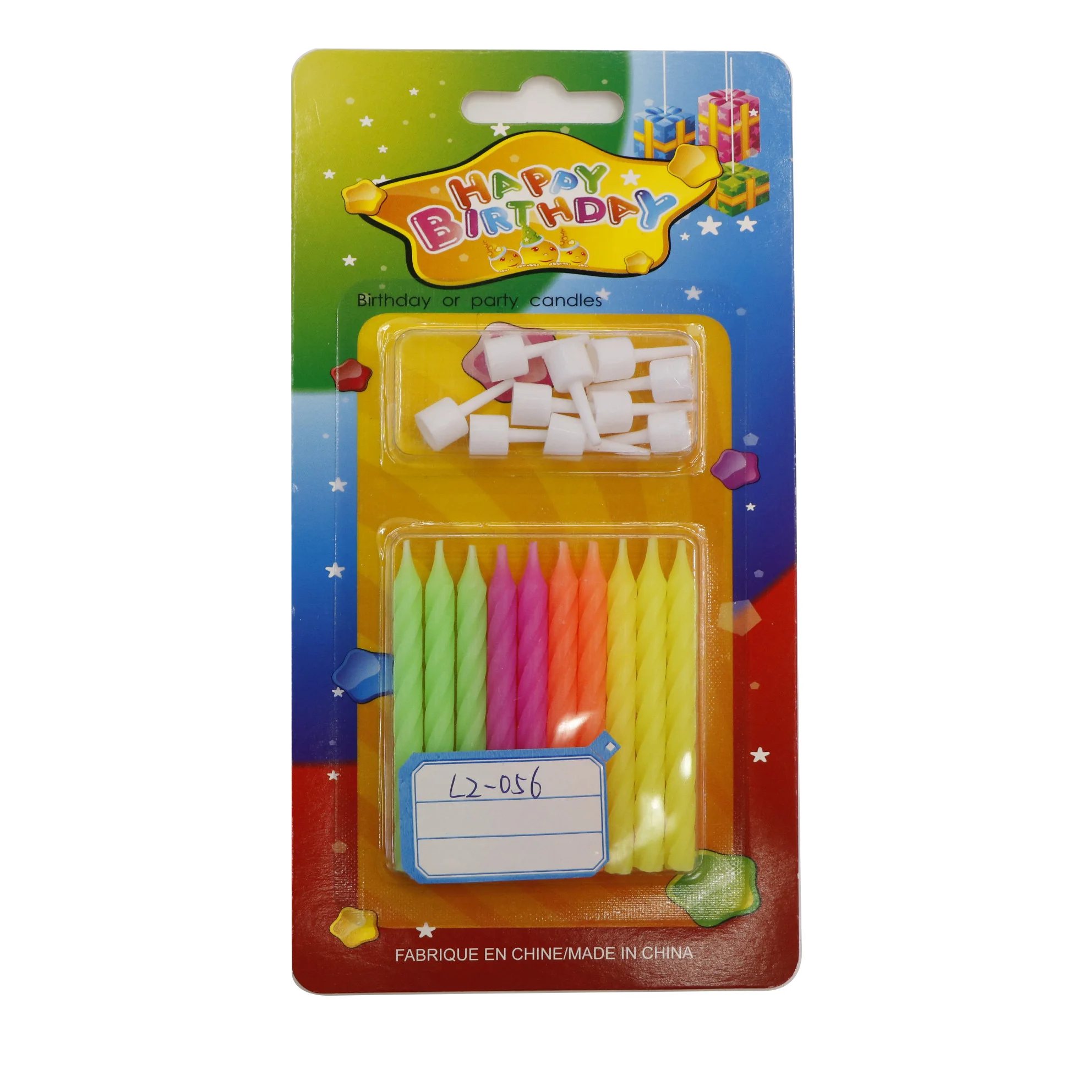 
Wholesale Fluorescent Color Candy Color Straight/spiral Candle With Base Baking Party Decoration Cake Candle 