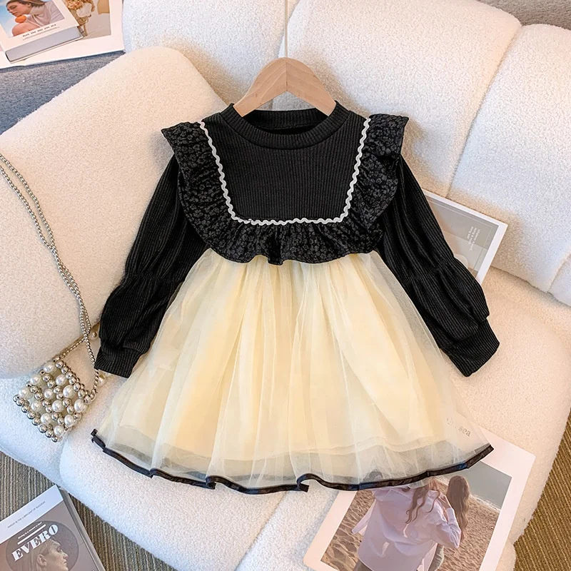Wholesale Winter Baby Girls Dresses Children Long Sleeve Clothes Boutique Frocks Princess Dress