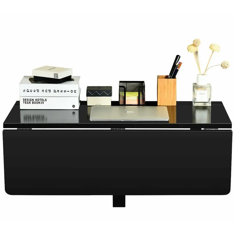 Wall-locked black multifunctional folding table