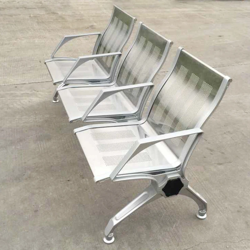 New Arrival Bank Station Public Hospital Waiting Conference Room Bench Triangle Chair 1-5 Seat Silver Airport Steel Chair
