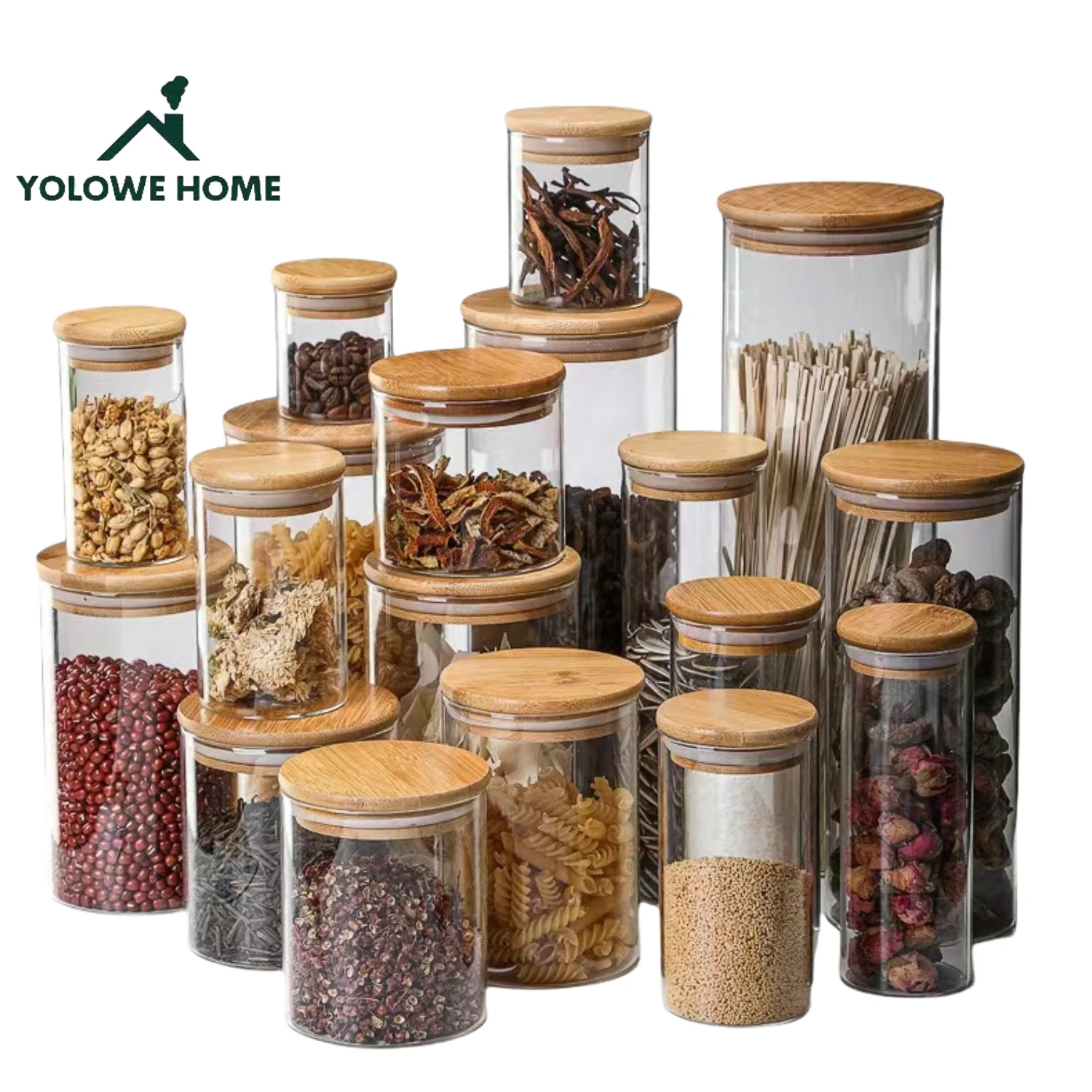 Современный домашний кухонный Органайзер YOIOWE, стеклянный Герметичный Набор банок для специй для чая, кофе и вечеринки, контейнеры для хранения еды