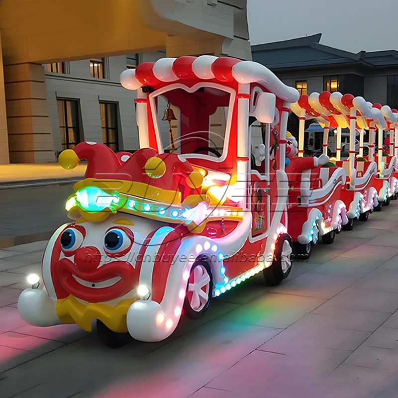 Factory Sale Electric Sightseeing Train 24 Seats Mini Clown Electric Trackless Train