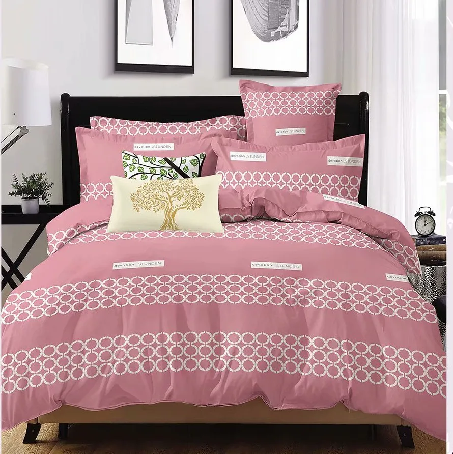 Home textile 100%  cotton printed fabric bedsheet striped quality patterned raw cotton fabric for bedding set