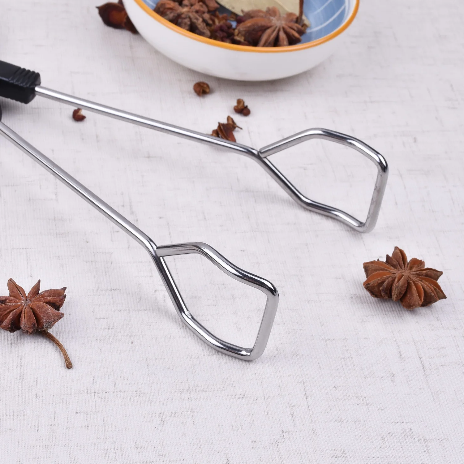 Stainless Steel Kitchen Barbecue Scissor Tong Cooking Baking Bread Food Tongs