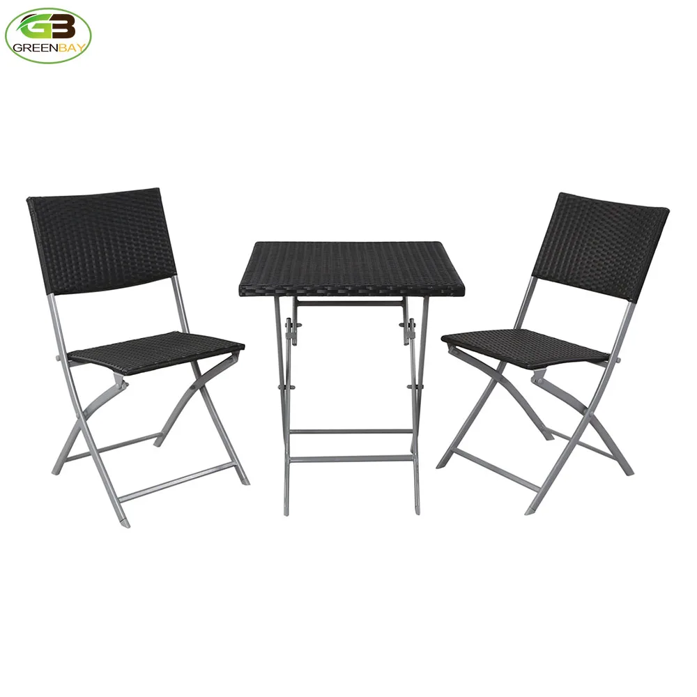 Cheap Modern Outdoor Garden Ratan Folding Furniture Sets Plastic Rattan Folding Chairs And Table