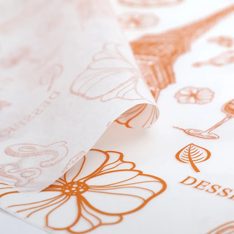 custom logo oily hot food grade wrapping paper greaseproof paper food wrapping paper for burger