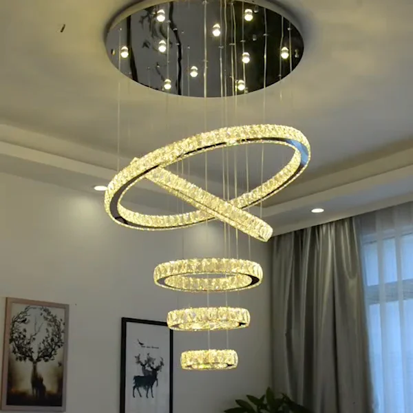 Nordic Style Simple Brass Fashion Metal Led Chandelier K9 Crystal Pendant