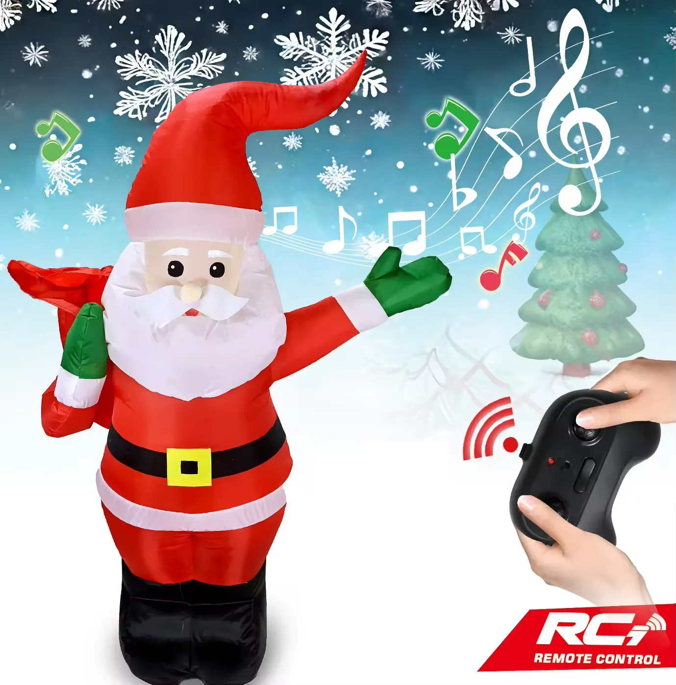 EPT 113CM Remote Control Musical Moving Large 360 Degree Rotation Christmas Inflatable Santa Claus Toys