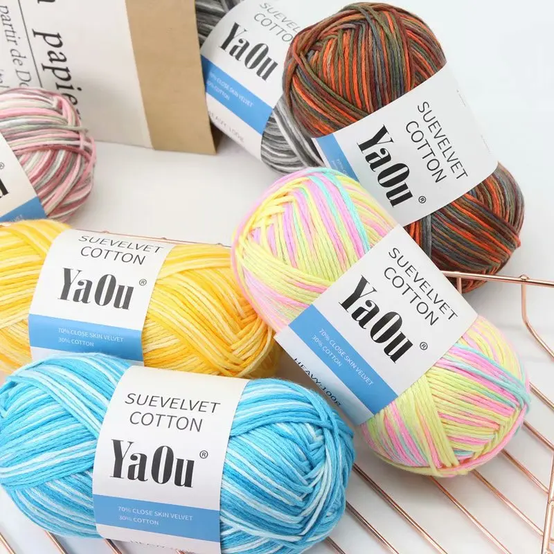 Factory direct sales 8 strands of colored cotton dyed scarf line cashmere hand-knitted rod needle coat coarse wool line