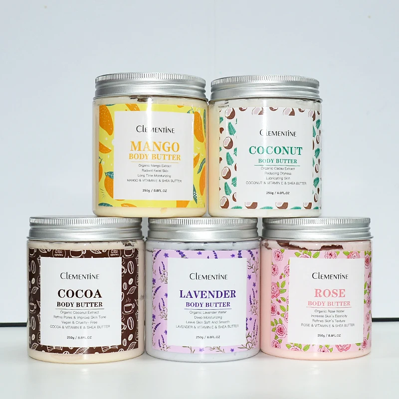 Custom label organic skincare bleaching whipped fruit loops coconut body butter