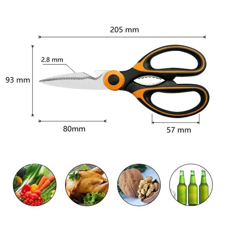 QY-5042Kitchen Shears Premium Heavy Duty Shears Ultra Sharp Stainless Steel Multi-function Kitchen Scissors for Chicken