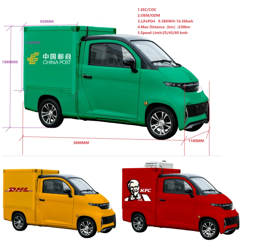 eec certification electric cars for european market 5kw 230km delivery cargo transport pick up van