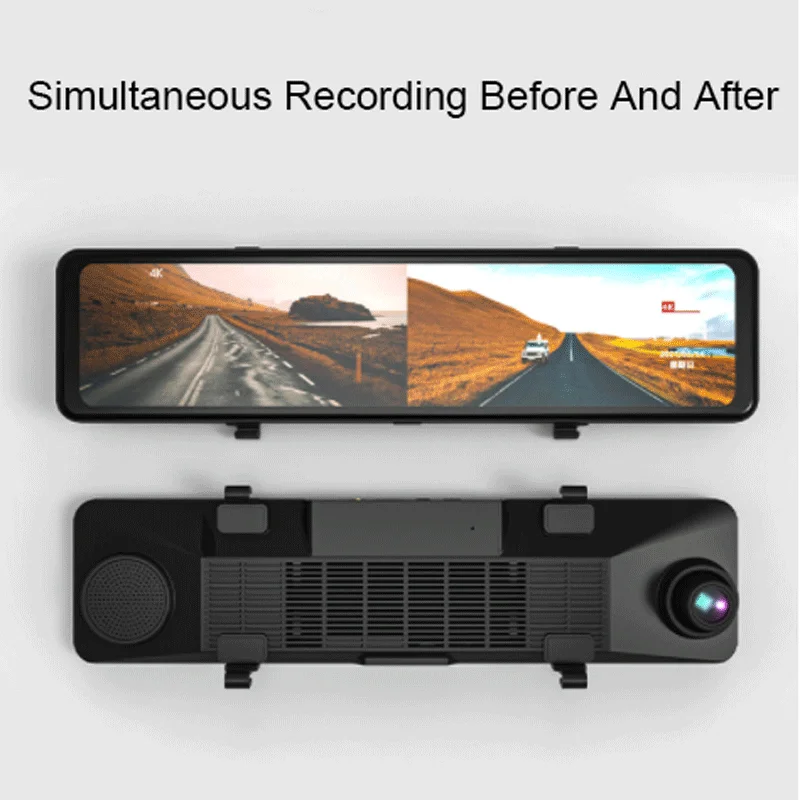 media dashboard rear view car mirror with camera for dash cam 4k 12 inch 2 channel inside