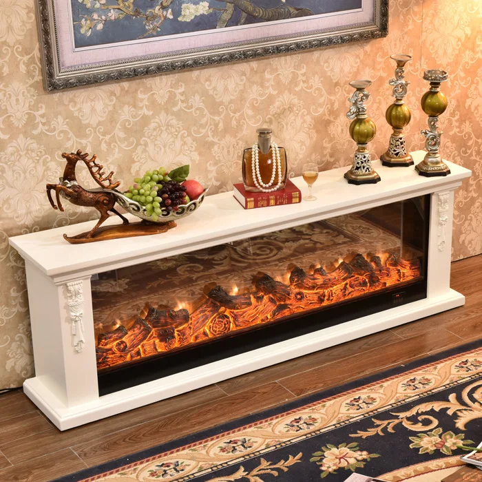 1.8m European style fireplace simple TV cabinet solid wood decorative cabinet mantel flame living room French decoration