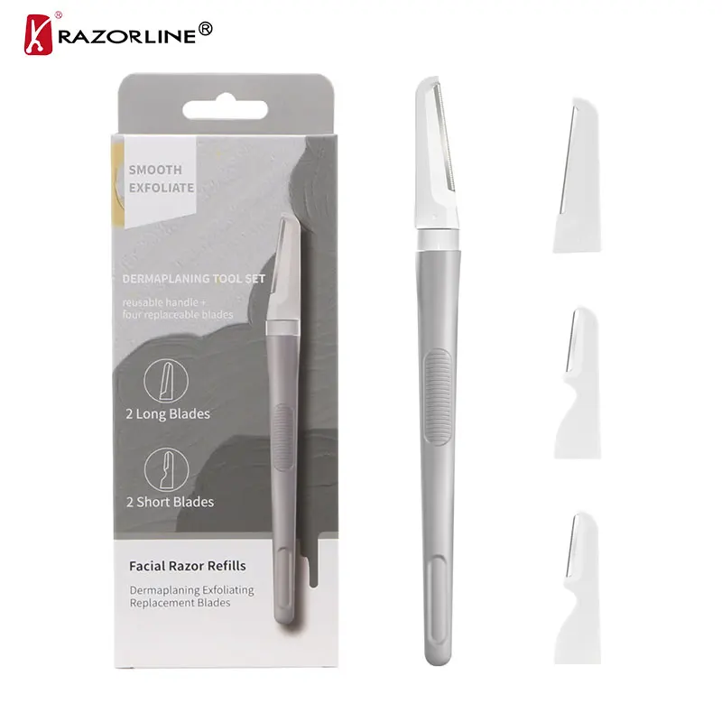RBW5058 Aluminum Handle Eyebrow Trimmer Kit Facial Razors for Women Eyebrow Shaper Dermaplaning Tool With Cover