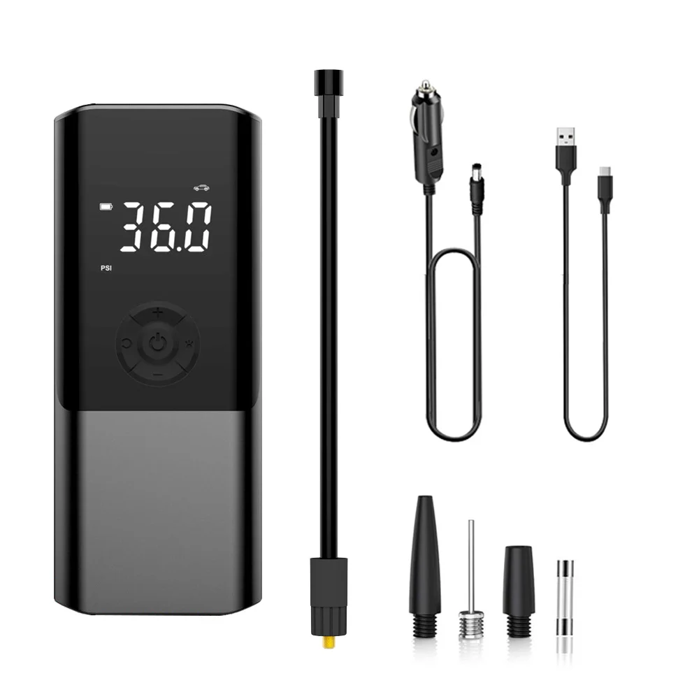 Mini Wireless Electric Portable Rechargeable Car Air Compressor Pump Aluminum Digital Tire Inflator  DC 12V Car Inflator Pump