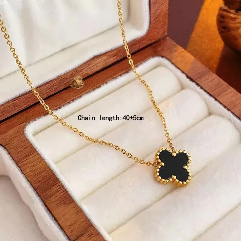 Four Leaf Clover Ladies Designer jewelry Necklaces Earrings Gold Plated Stainless Steel Jewelry Set for Women