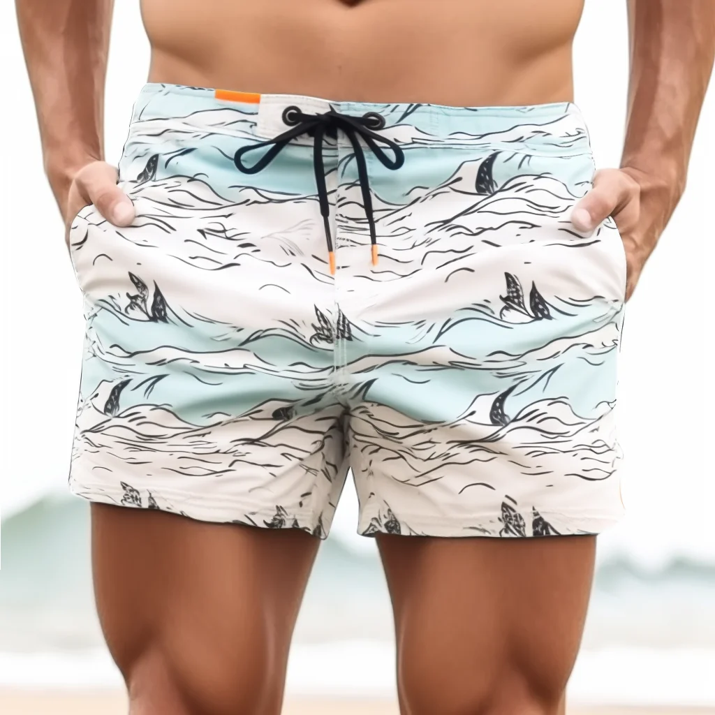 Wholesale Custom Design Board Shorts 4 Way Stretch Quick-dry Beach Shorts With Mesh Lining Swimming Trunks