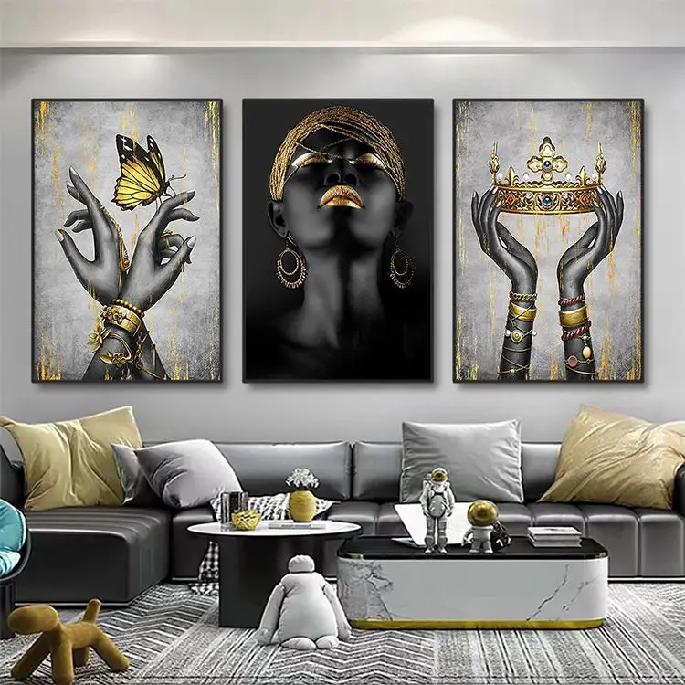 Wholesale Framed Wall Art Painting Modern Luxury Decoration Painting Design Crystal Porcelain Painting 3 Pcs In A Set