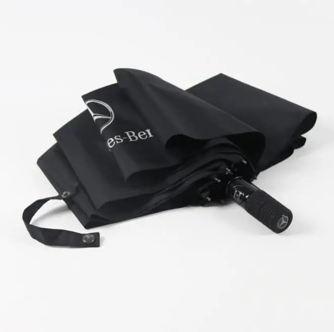 23 дюймовый элегантный черный пользовательский полностью автоматический Автомобильный Складной Зонтик Для путешествий с логотипом Подарочный рекламный зонтик